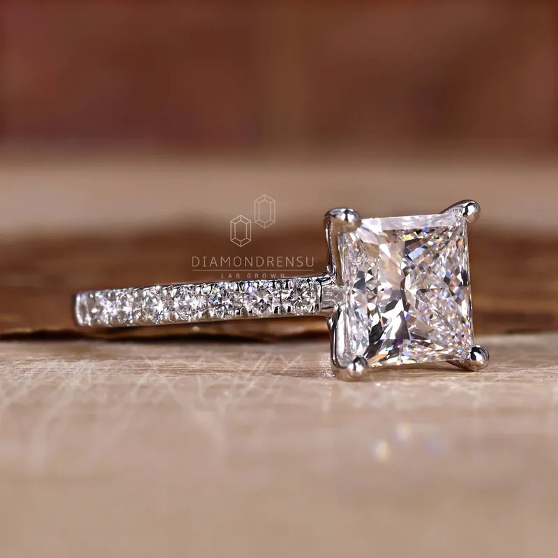 Princess Cut Lab Grown Diamond Pave Engagement Ring view 5