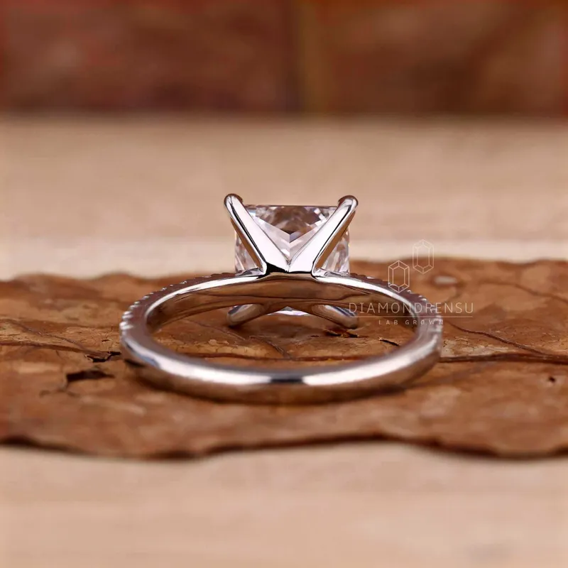 Princess Cut Lab Grown Diamond Pave Engagement Ring view 4