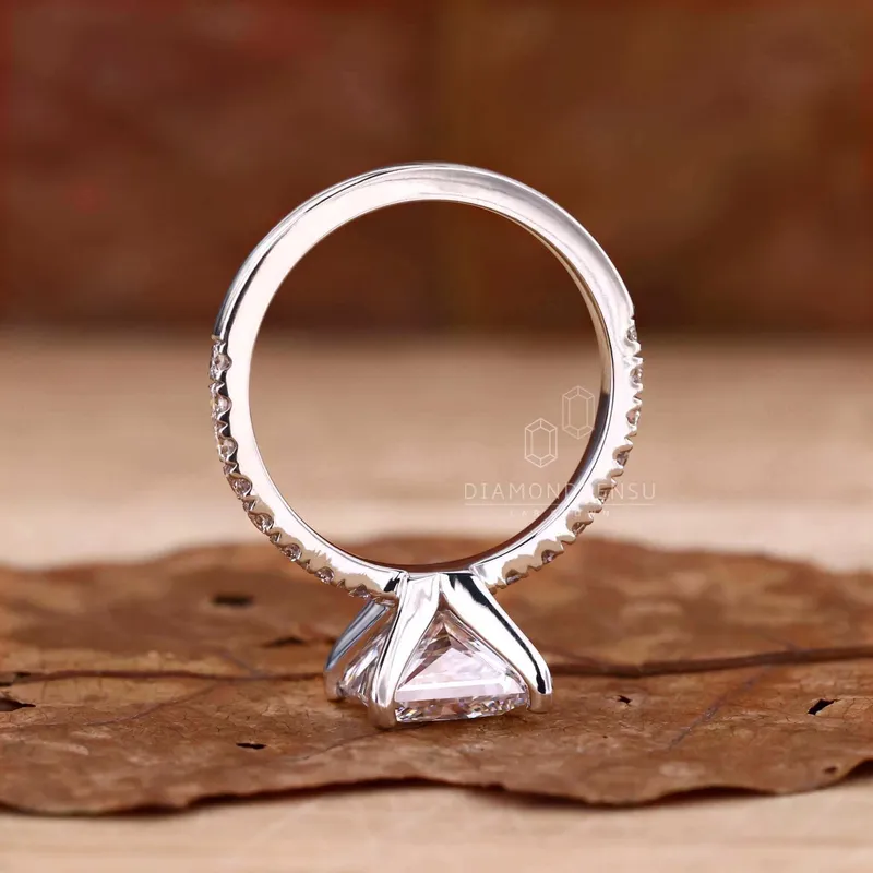 Princess Cut Lab Grown Diamond Pave Engagement Ring view 6