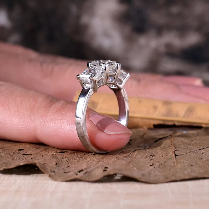 Princess Cut Three Stones Engagement Ring, 2.70 TCW G/VS Lab Created Diamond Engagement Ring, Anniversary Gift Ring vy 2