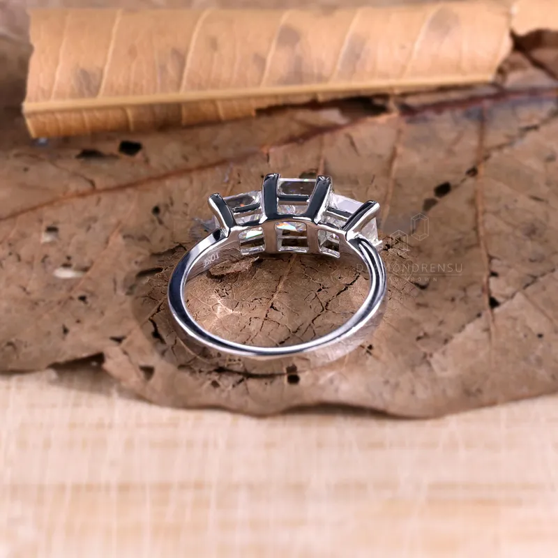 Princess Cut Three Stones Engagement Ring, 2.70 TCW G/VS Lab Created Diamond Engagement Ring, Anniversary Gift Ring vy 6