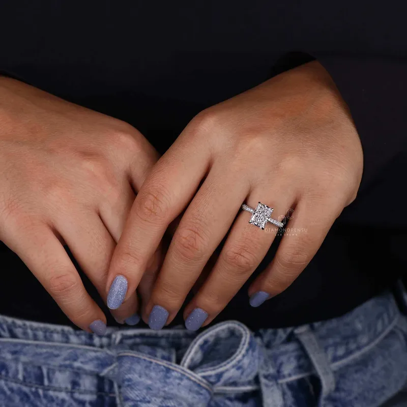 Radiant Cut Diamond Ring, Lab Grown Diamond Engagement Ring vy 5