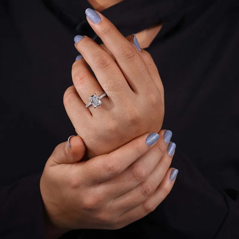 Radiant Cut Diamond Ring, Lab Grown Diamond Engagement Ring vy 7