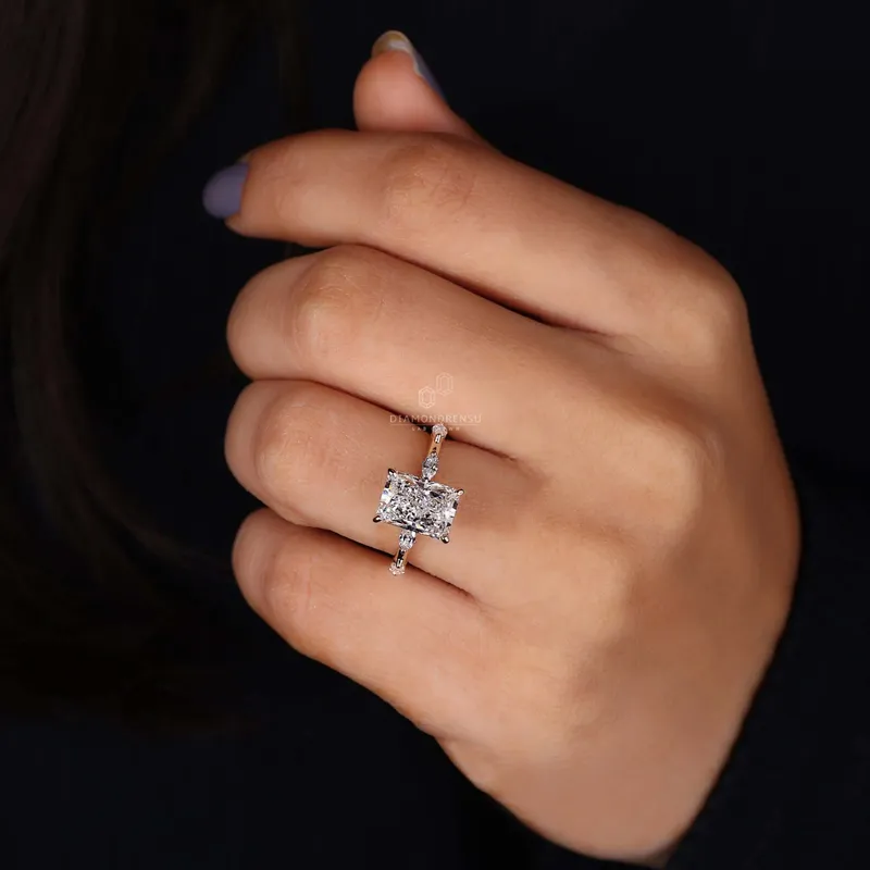 Radiant Cut Hidden Halo Engagement Ring - Personalized Luxury view 8
