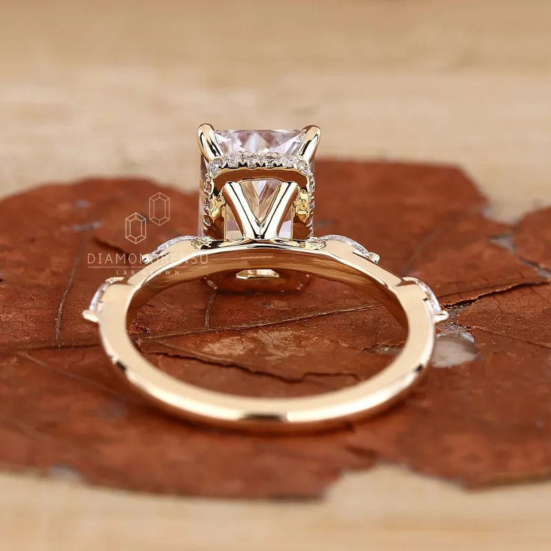 Radiant Cut Hidden Halo Engagement Ring - Personalized Luxury view 3