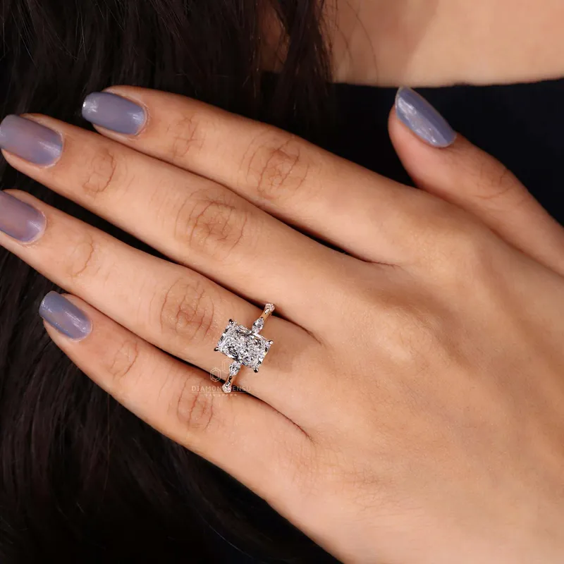 Radiant Cut Hidden Halo Engagement Ring - Personalized Luxury view 4
