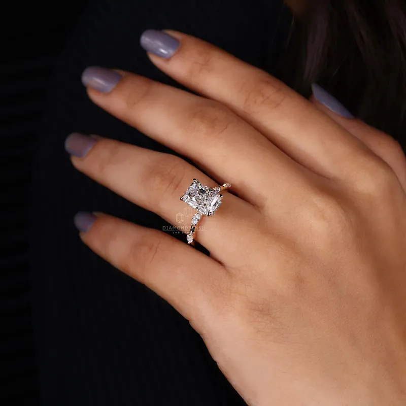 Radiant Cut Hidden Halo Engagement Ring - Personalized Luxury view 6