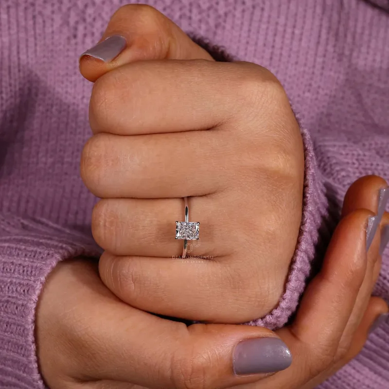 Radiant Cut Lab Grown Diamond Solitaire Engagement Ring vy 8