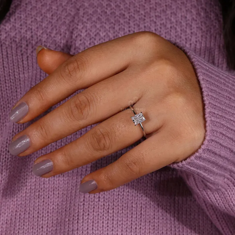 Radiant Cut Lab Grown Diamond Solitaire Engagement Ring vy 6