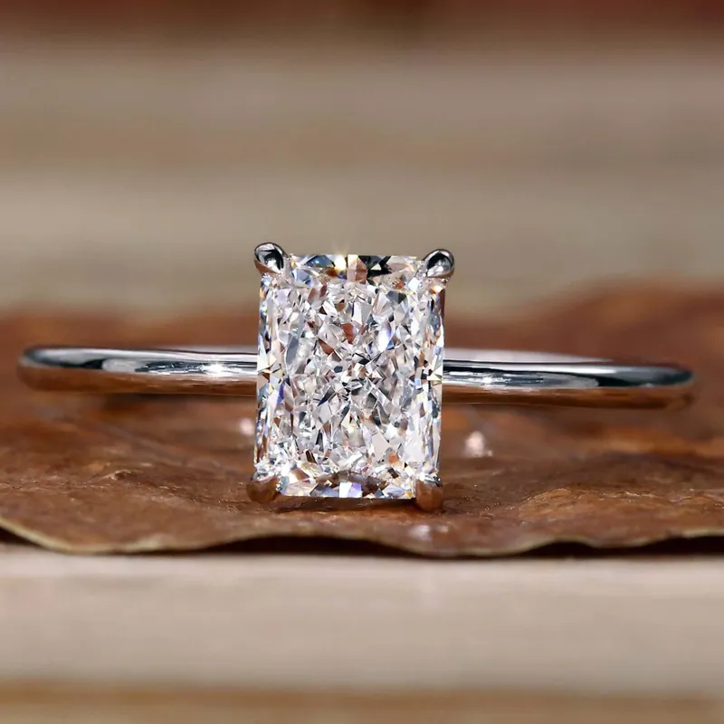 Radiant Cut Lab Grown Diamond Solitaire Engagement Ring emerald emerald cut engagement ring