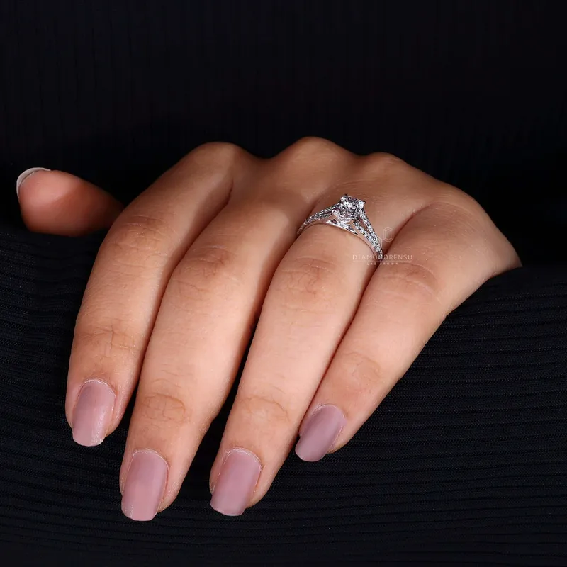 Radiant Cut Lab Grown Diamond Split Shank Engagement Ring vy 6