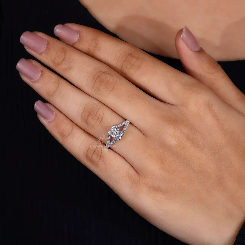 Radiant Cut Lab Grown Diamond Split Shank Engagement Ring vy 7
