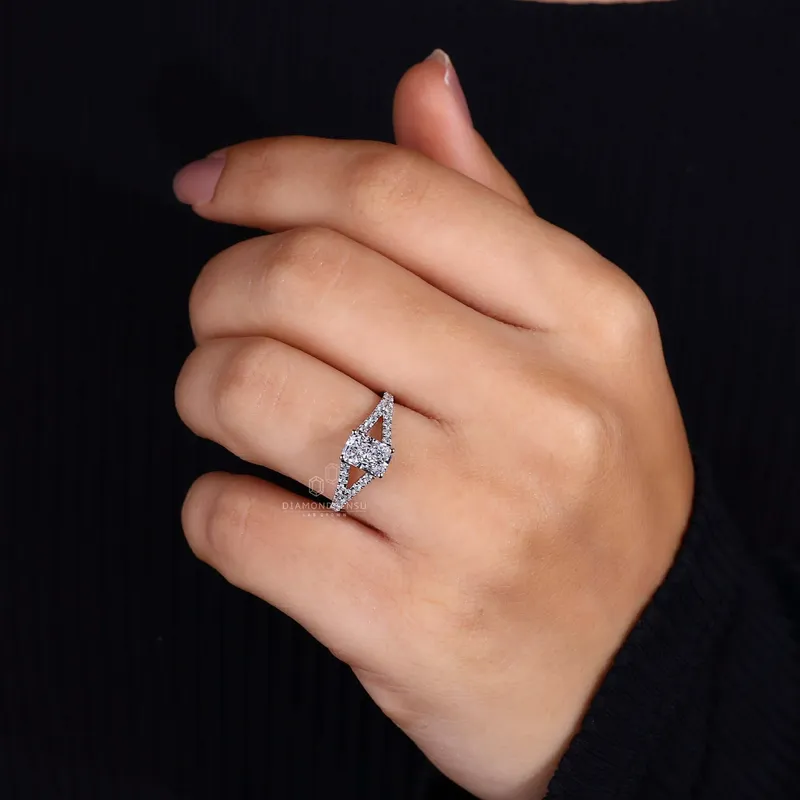 Radiant Cut Lab Grown Diamond Split Shank Engagement Ring vy 3