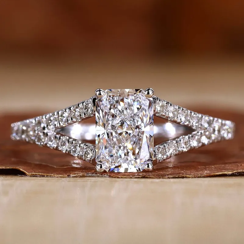 Radiant Cut Lab Grown Diamond Split Shank Engagement Ring engagement ring