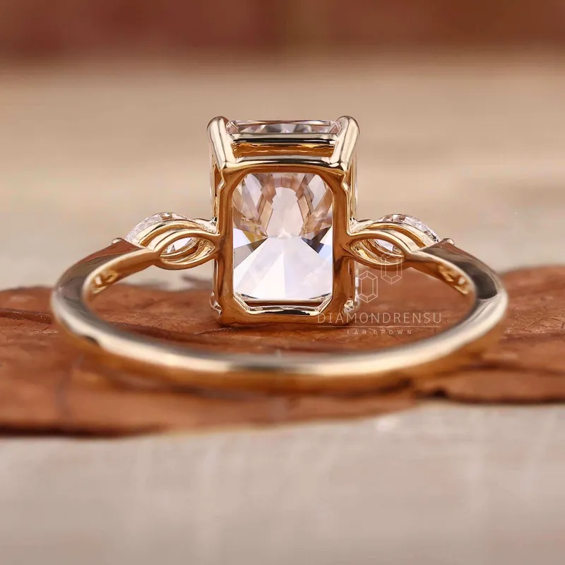 Radiant Cut Lab Grown Diamond Three Stone Engagement Ring For Women view 6