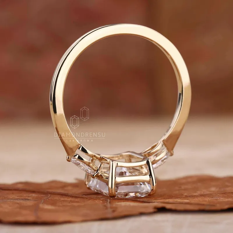 Radiant Cut Lab Grown Diamond Three Stone Engagement Ring For Women view 5