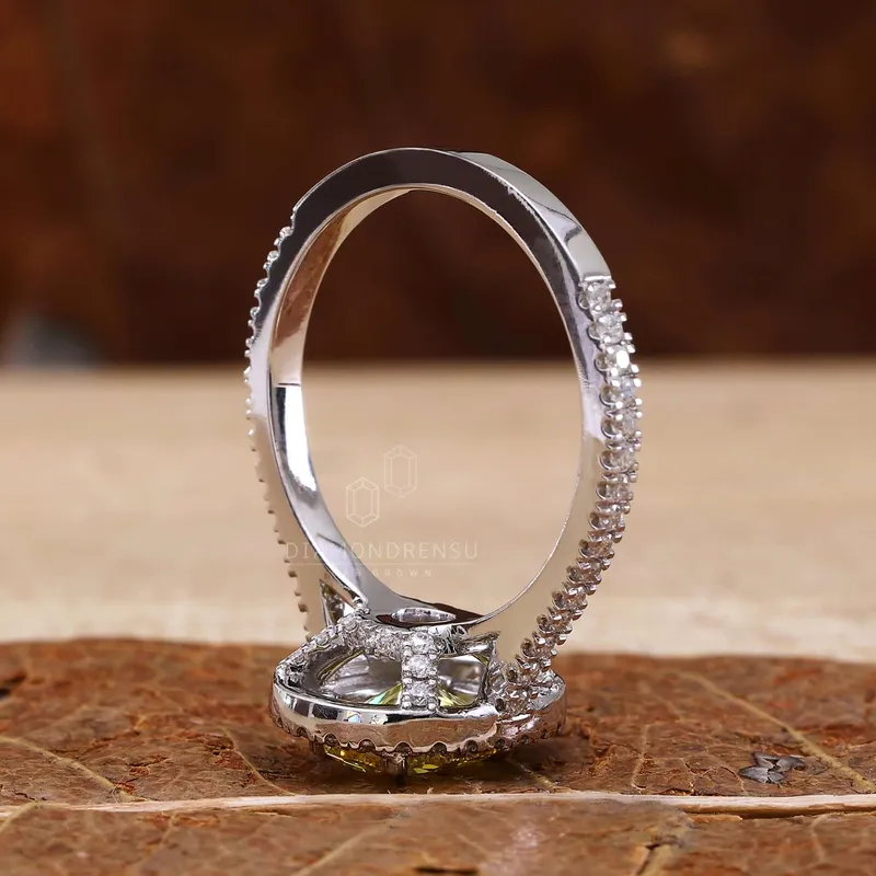 Rare 1.01 CT Oval Cut Fancy Yellow Lab Grown Diamond Halo Engagement Ring vy 6