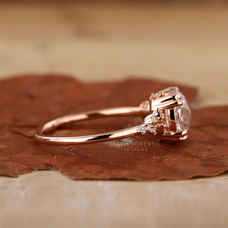 Romantic Round Rose Cut Diamond Ring - True Love vy 3