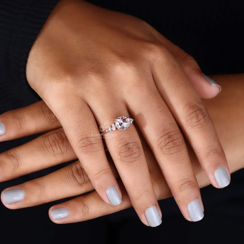 Romantic Round Rose Cut Diamond Ring - True Love vy 4