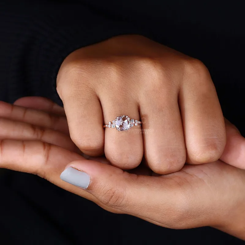 Romantic Round Rose Cut Diamond Ring - True Love vy 8