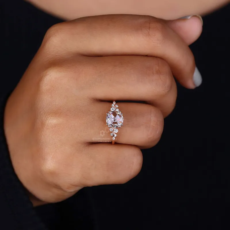 Romantic Round Rose Cut Diamond Ring - True Love vy 7