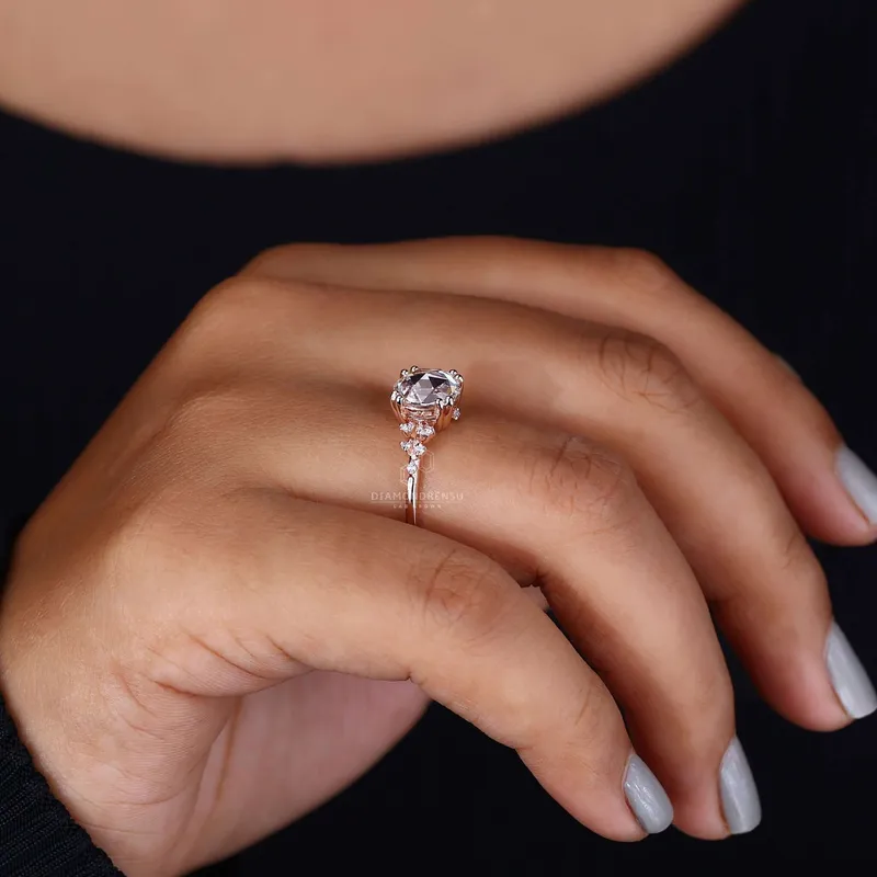 Romantic Round Rose Cut Diamond Ring - True Love vy 6