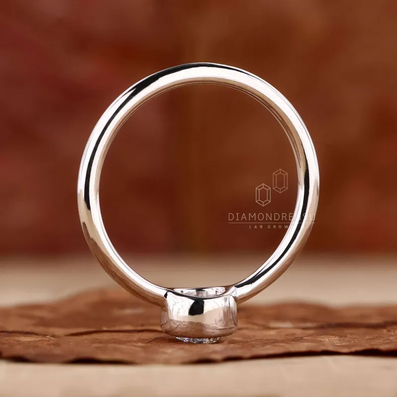 Round Bezel Set Engagement Ring, Lab Grown Diamond Ring view 6