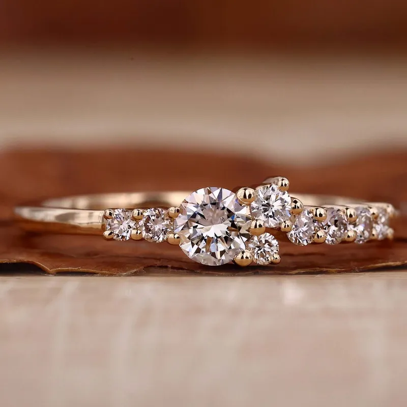 Round Brilliant Cut Lab Grown Diamond Cluster Engagement Ring for Her round cut engagement ring