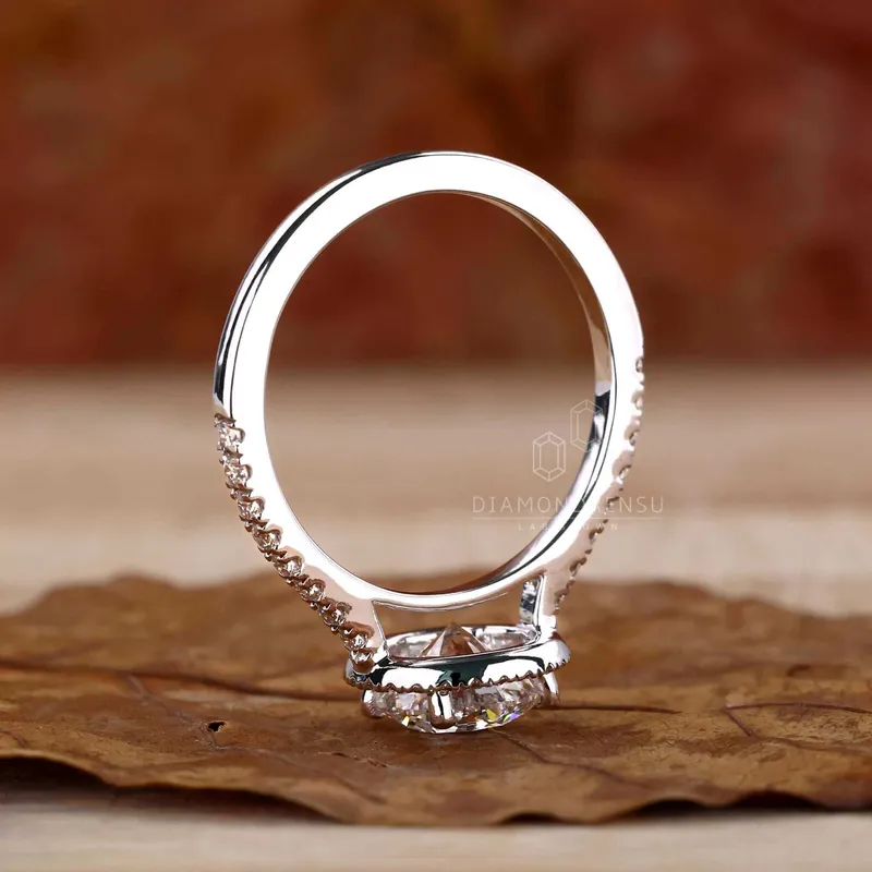 Round Brilliant Cut Lab Grown Diamond Halo Engagement Ring view 6
