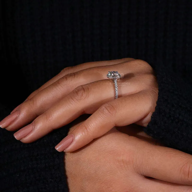 Round Brilliant Cut Lab Grown Diamond Halo Engagement Ring view 7