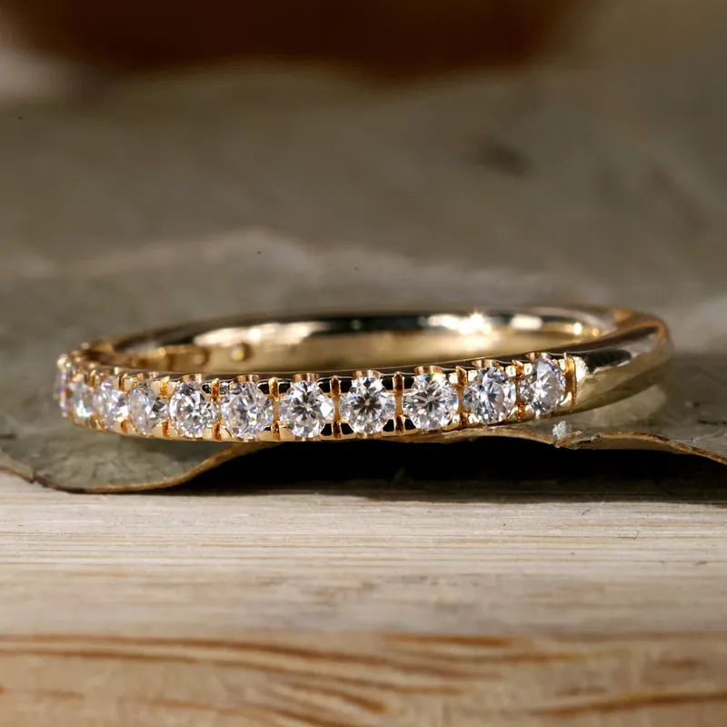 Round Brilliant Cut Lab Grown Diamond Wedding Band, Half Eternity Band round cut engagement ring