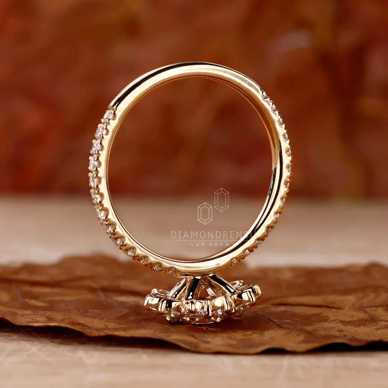 Round Cut Lab Grown Diamond Cluster Halo Engagement Ring view 5