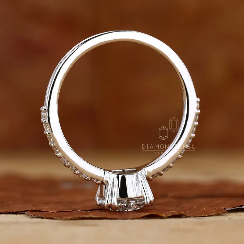 Round Cut Lab Grown Diamond Pave Engagement Ring view 6