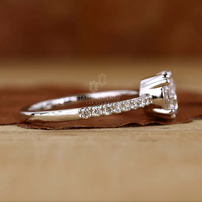 Round Cut Lab Grown Diamond Pave Engagement Ring view 2