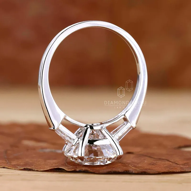 Round Cut Lab Grown Diamond Three Stone Engagement Ring view 8