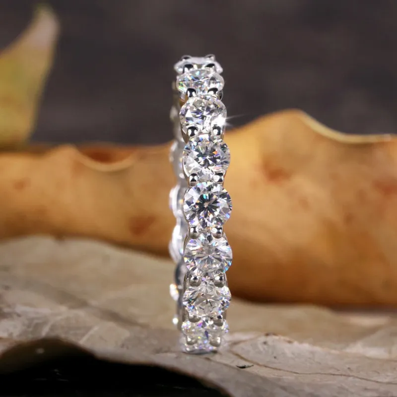 Round Cut Lab Grown Diamonds Eternity Wedding Band round cut engagement ring