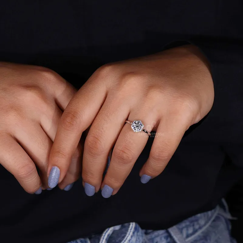 Round Diamond Halo Engagement Ring, Lab Grown Diamond Ring view 2