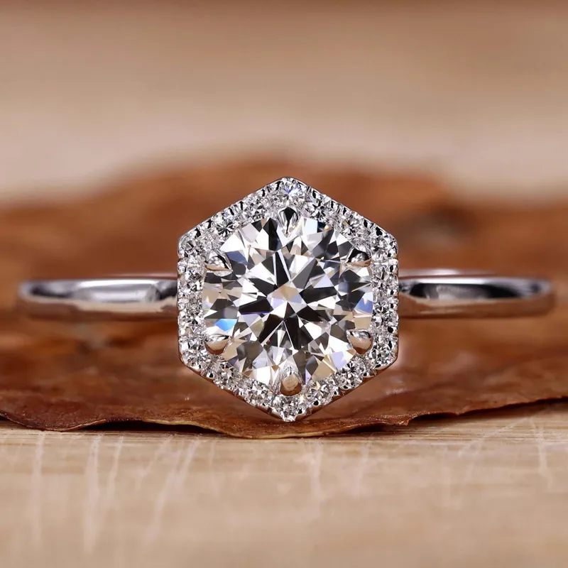 Round Diamond Halo Engagement Ring, Lab Grown Diamond Ring round cut engagement ring