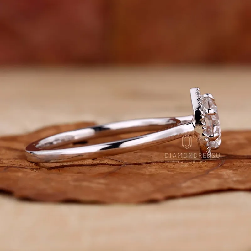 Round Diamond Halo Engagement Ring, Lab Grown Diamond Ring view 5