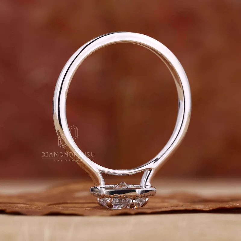 Round Diamond Halo Engagement Ring, Lab Grown Diamond Ring view 6