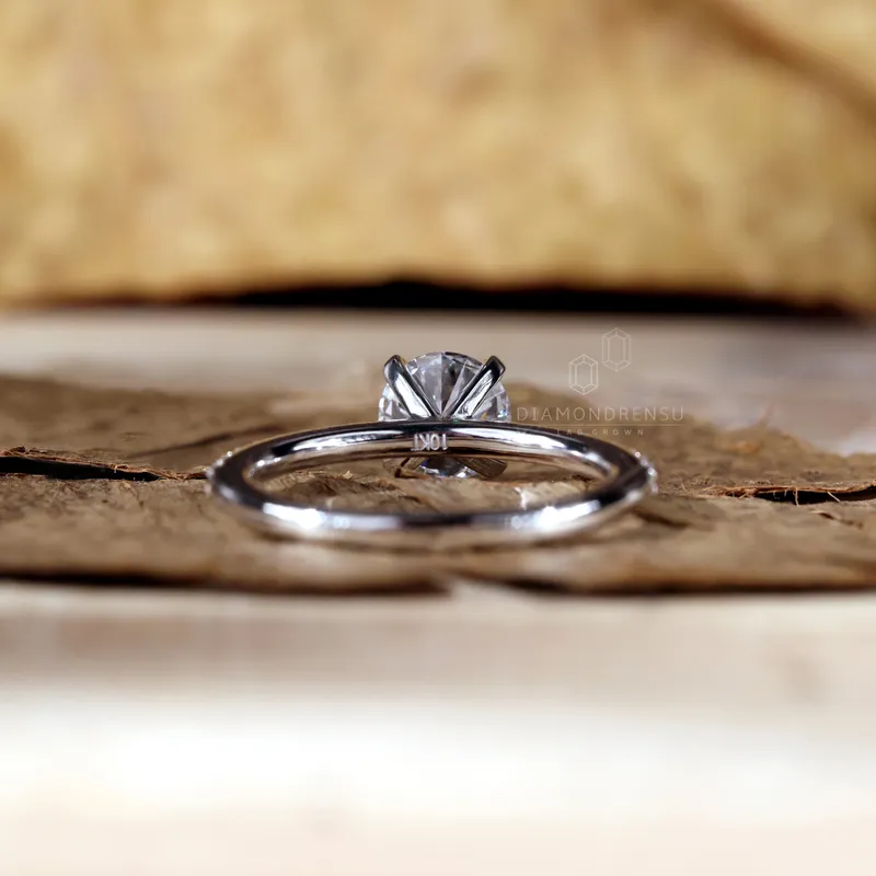 Round Diamond Ring, 1.01 CT Lab Created Diamond Engagement Ring, Pave Set Lab Diamond Ring vy 6