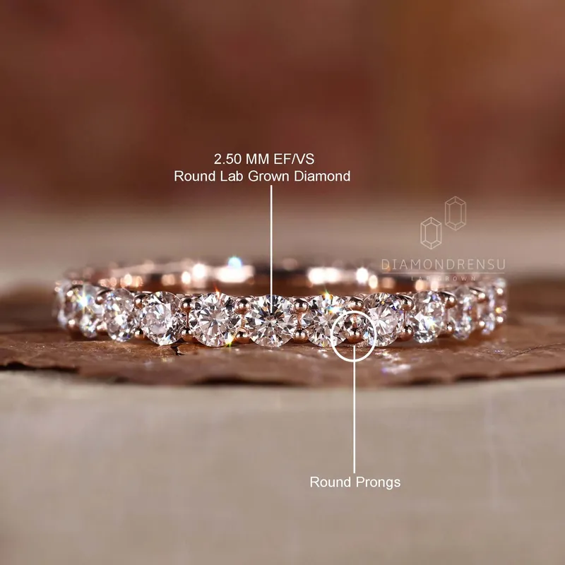 Round Diamond Wedding Band, 2.50 MM Lab Grown Diamonds view 9