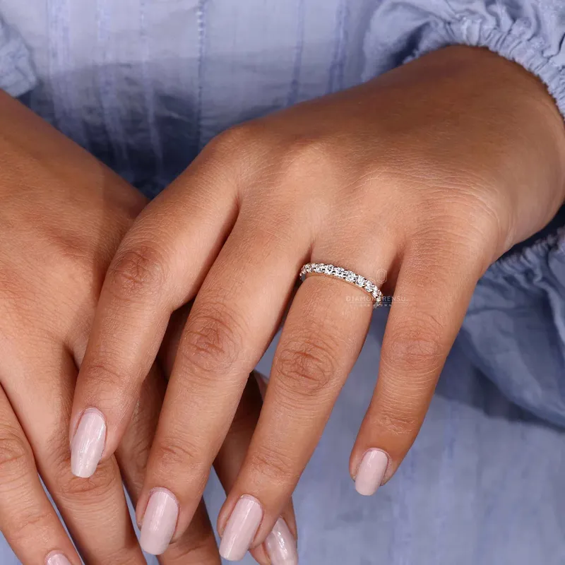 Round Lab Created Diamond Eternity Wedding Band for Women view 7