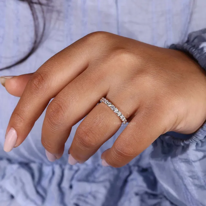 Round Lab Created Diamond Eternity Wedding Band for Women view 8