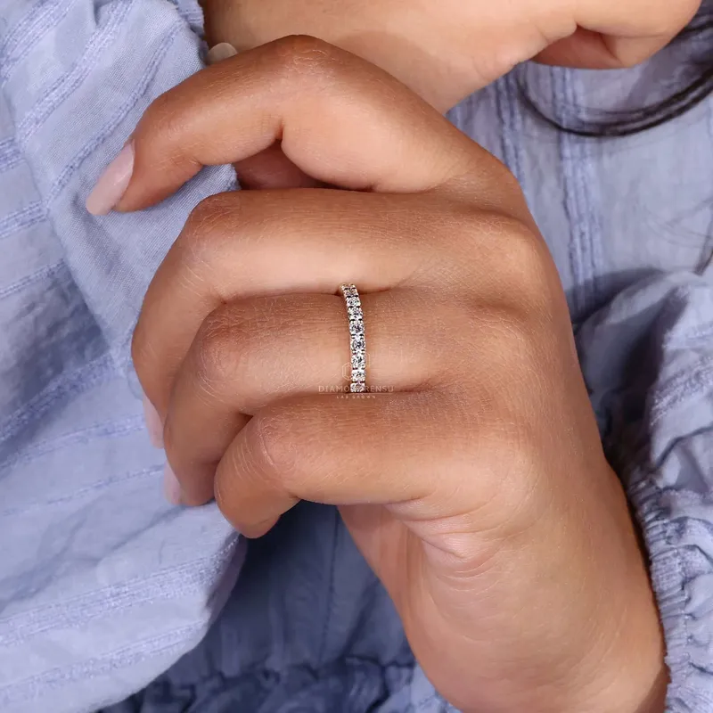 Round Lab Created Diamond Eternity Wedding Band for Women view 2