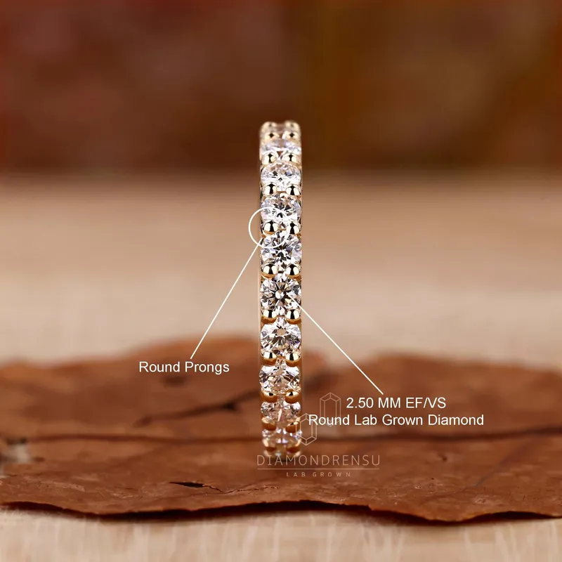 Round Lab Created Diamond Eternity Wedding Band for Women view 9