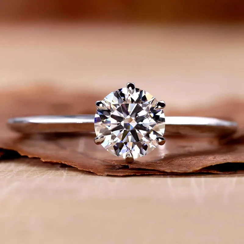 Round Lab Created Diamond Solitaire Engagement Ring for Women round cut engagement ring