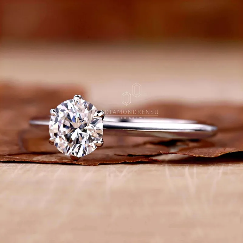 Round Lab Created Diamond Solitaire Engagement Ring for Women vy 3