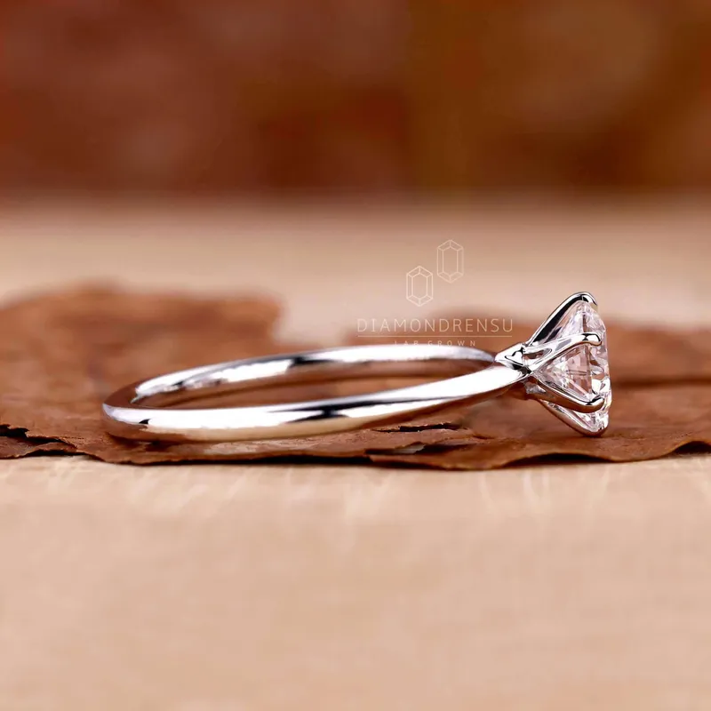 Round Lab Created Diamond Solitaire Engagement Ring for Women vy 5