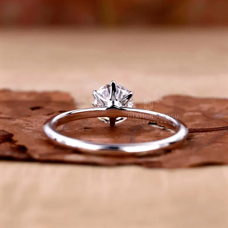Round Lab Created Diamond Solitaire Engagement Ring for Women vy 6